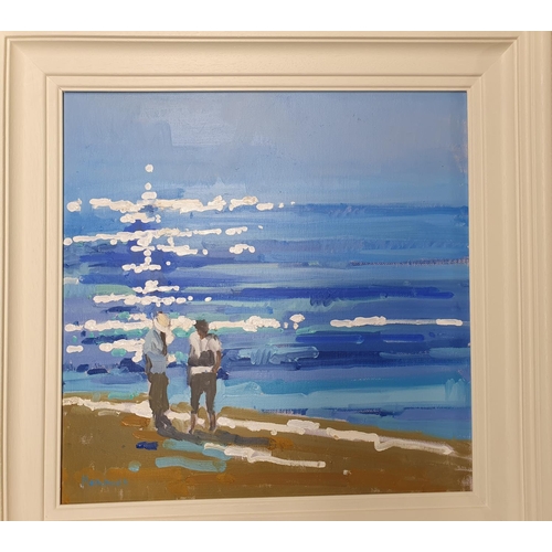 337 - John Morris; Oil on Board 'Killiney Beach' signed lower left. 40 x 40 cms approx.