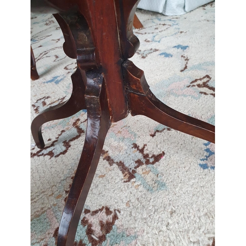 12 - An Edwardian Mahogany Inlaid Sewing Box on shaped stand. 32 x 27 x H72cm approx.