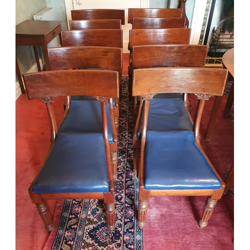 133 - A nice set ten of William 1Vth Mahogany Dining Chairs with plain backs on turned reeded front suppor... 