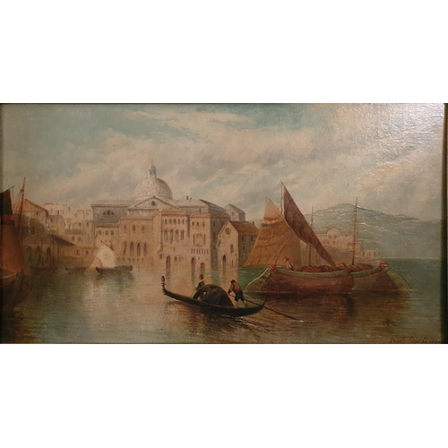 64 - A 19th Century Oil on Canvas of Venice after Daniel Roberts, Signed and dated LR. 1834. 25 x 46cm ap... 