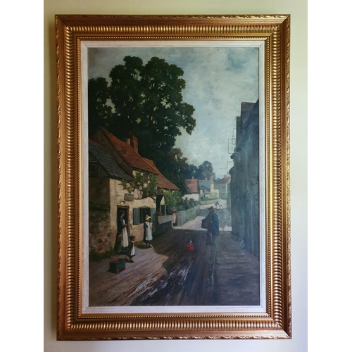 73 - J F Moffatt. A 19th Century Oil on Canvas of a street scene. Signed and dated LL 1883. 91 x W62cm ap... 