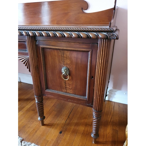 87 - A Fabulous early 19th Century Mahogany Irish Sideboard, possibly Cork, with roped moulded edge, reed... 