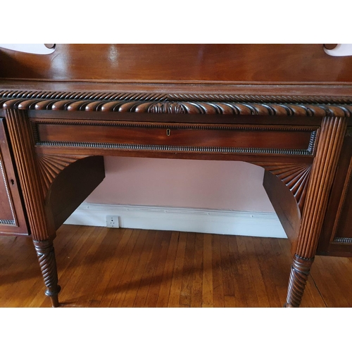 87 - A Fabulous early 19th Century Mahogany Irish Sideboard, possibly Cork, with roped moulded edge, reed... 