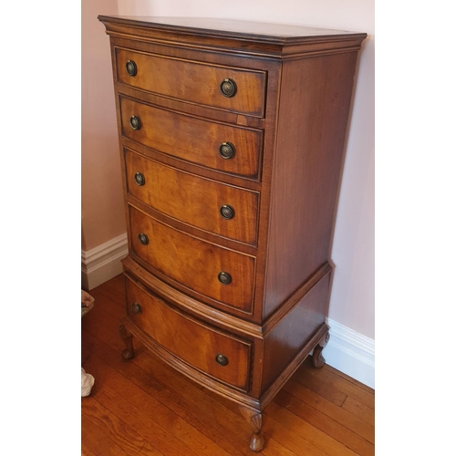 99 - A Mahogany bow fronted miniature Tallboy. W55 x D40 x H105cm approx.