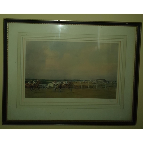 247 - A Horse Racing scene. A signed Coloured Print 
 at the Goodwood Races, after Lionel Edwards. H44 x W... 