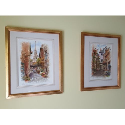 518 - Alex Jawdokimov (Russian). A pair Watercolours of Street scenes. Signed and dated '02. LL. 38 x W28 ... 