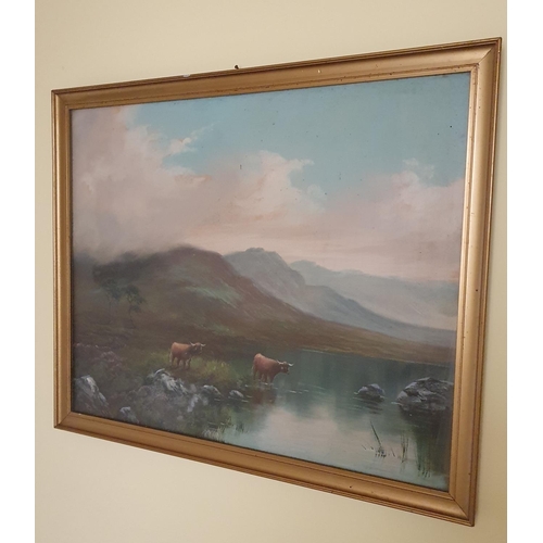 541 - A pair of Pastels of Highland Cattle by B Ward. Signed LL. H39 x W49cm approx.