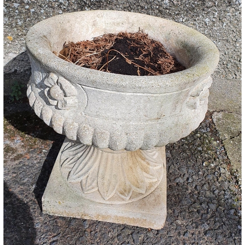 738 - A lovely pair of Stone Pots with variegated detail.