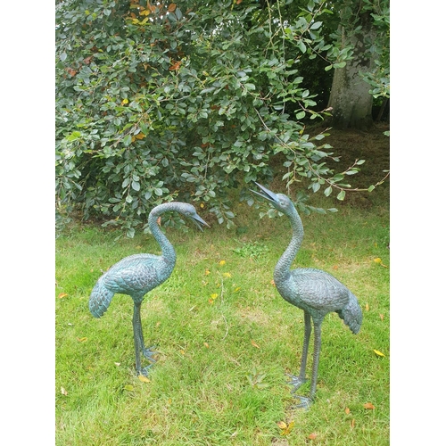 745 - A Fabulous pair of Bronze Cranes with highly moulded detail.