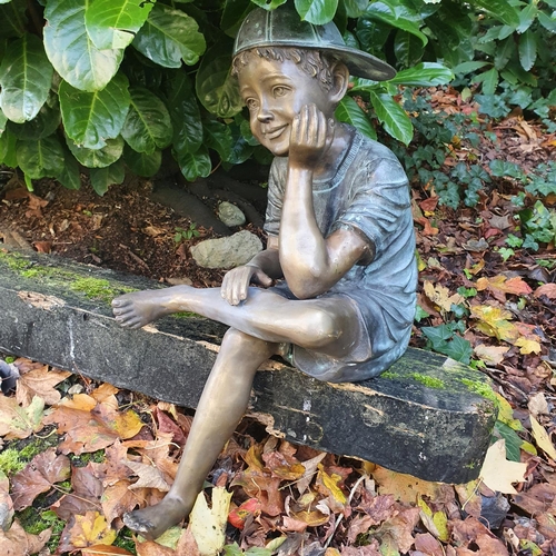 748 - A really good Bronze Figure of a Boy in deep thought. H56cm approx.