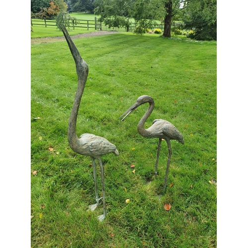 764 - A good pair of Bronze Cranes.