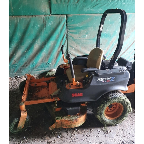 779 - A large 2020 Scag  Freedom Z ride on Lawnmower with 194 hrs. In full use at moment. (10% purchasers ... 