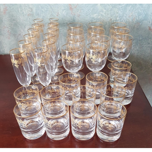 157 - A really good quantity of Art Deco Baccarat Glasses, consisting of twelve Champagne Flutes, eleven r... 