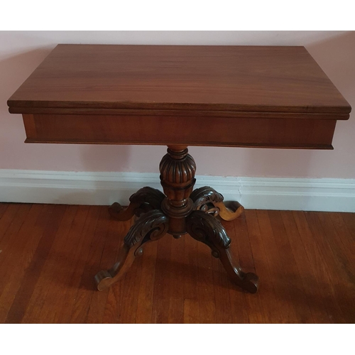 77 - A really good pair of late 19th Century Walnut fold over Card Tables on carved pod bases.