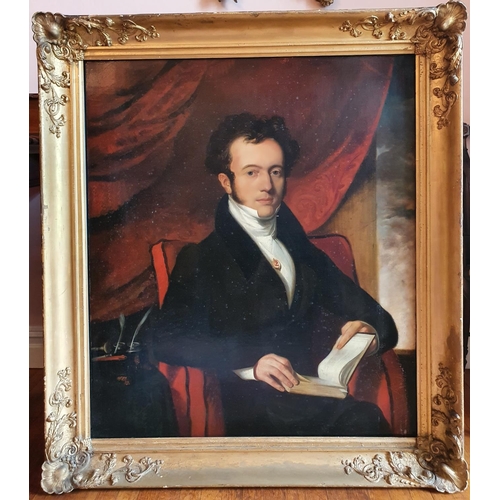 78 - Daniel Maclise RA 1806-1870. An Oil on Canvas Portrait of M Marcelles, Honorary Consul to Cork. Seat... 