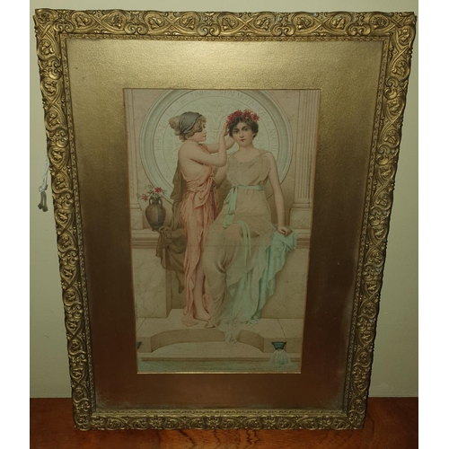 237 - A 19th Century Coloured Print after N Prescott - Davis of a Classical scene.