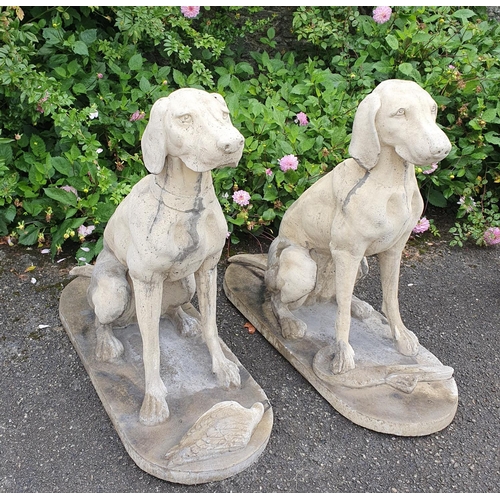 780 - A Fabulous pair of Stone Hounds sitting in repose with their catch at their feet. H92 x D104 x W42cm... 