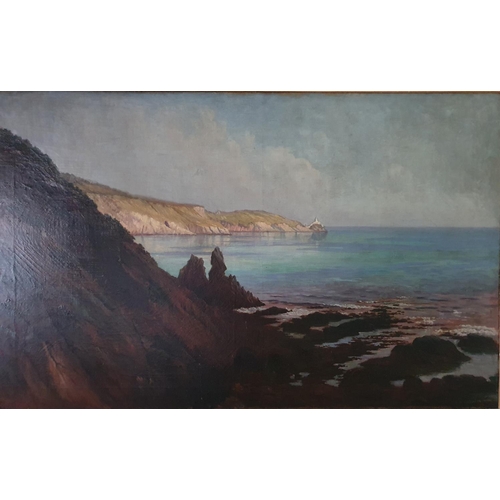 137 - A large Oil on Canvas in a good gilt frame of The Bailey Lighthouse by Stephen Catterson Smith. Dani... 