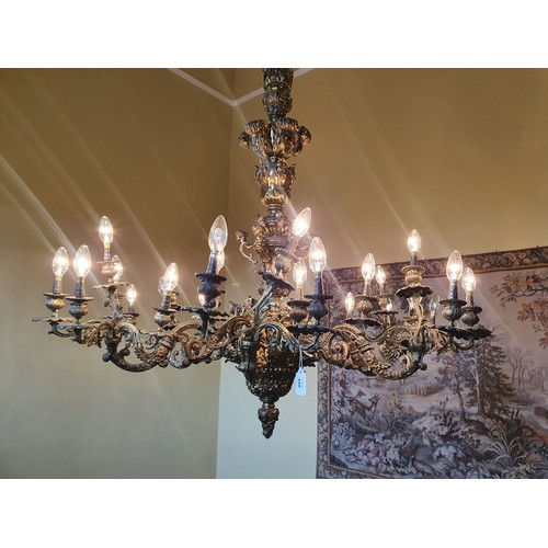 240 - A Most Magnificent six branch Brass oversized Chandelier profusely decorated with floral decoration.... 