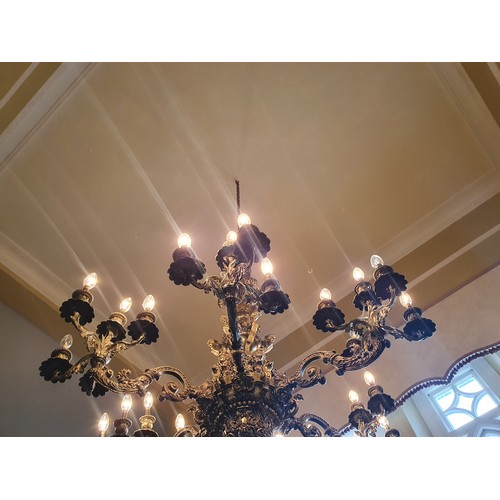 240 - A Most Magnificent six branch Brass oversized Chandelier profusely decorated with floral decoration.... 