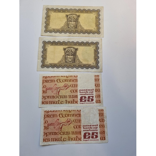 100 - Two 1974 £5 Lady Lavery Bank Notes along with Two 1981 later Examples.