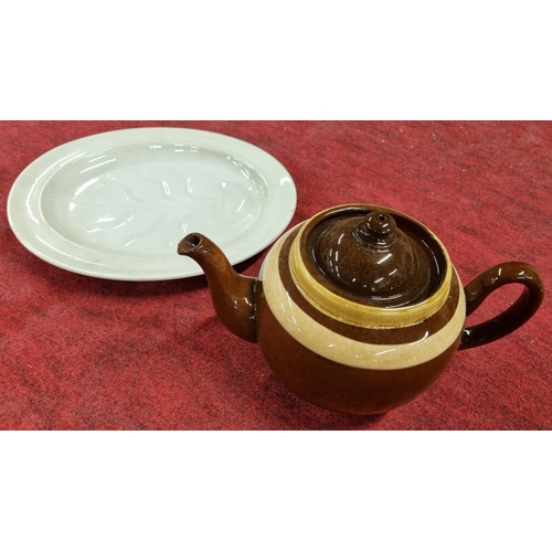 159 - A 19th Century pottery Tea Pot along with a same period small Platter.