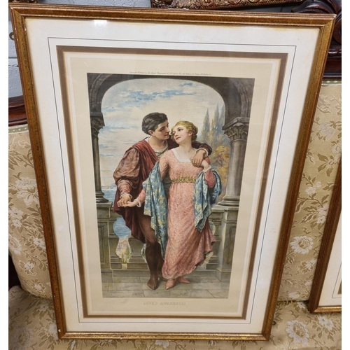 64 - After Sydney Kendrik 'Lovers Awakening' and 'Wedded' Prints in good gilt frames. 79 x 52 cm approx.