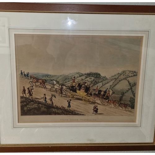 63 - A really good set of three 19th Century hand coloured Engravings. In good frames. 53 x 63 cm approx.