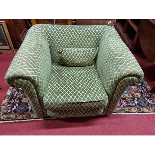 700 - A really good Chesterfield style Armchair with green and gold fabric. W 103 x D 65 cm approx.