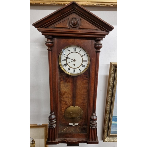 709 - An early 20th Century Vienna Wall Clock. W 34 x H 90 cm approx.