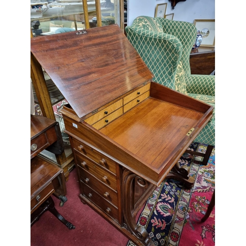 721 - A really good 19th Century Mahogany Davenport/Desk of large size with rising lid inset with green le... 