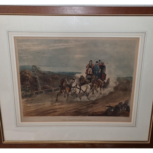 63 - A really good set of three 19th Century hand coloured Engravings. In good frames. 53 x 63 cm approx.