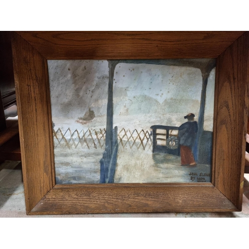 599 - Three early contemporary Pictures to include an Oil on Board of a house signed L Locksley, a Pastel ... 