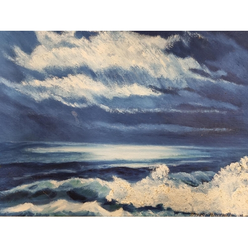 603 - A modern Oil on Board of waves breaking. 41 x 50 cm approx.