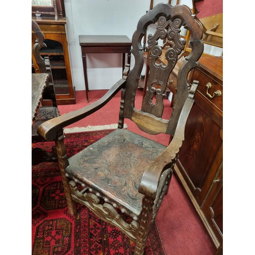 653 - A 20th Century Hardwood Dining room suite consisting of a pull out Table with two leaves H 77 x D 92... 