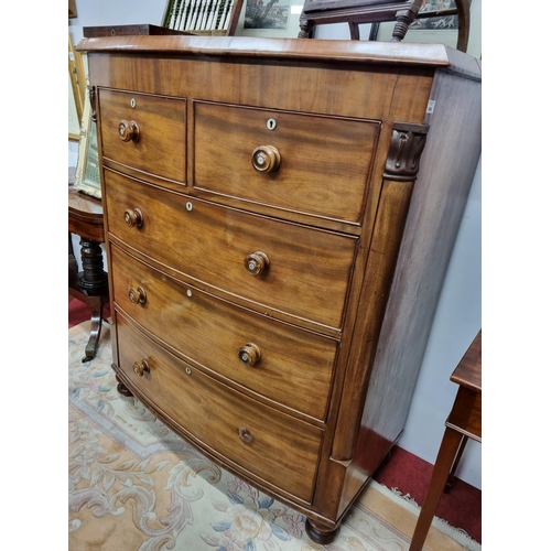 666 - A really good 19th Century Mahogany bow front Tallboy Chest of Drawers with two short over three lon... 