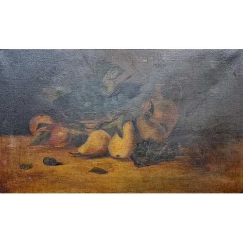 671 - A 19th Century Oil On Canvas Still Life of fruit. 44 x 75 cm approx.