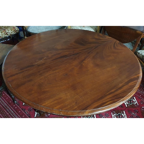 70 - A good 19th Century Mahogany Tri Pod circular Table. H 75 Diameter 135 cm approx.