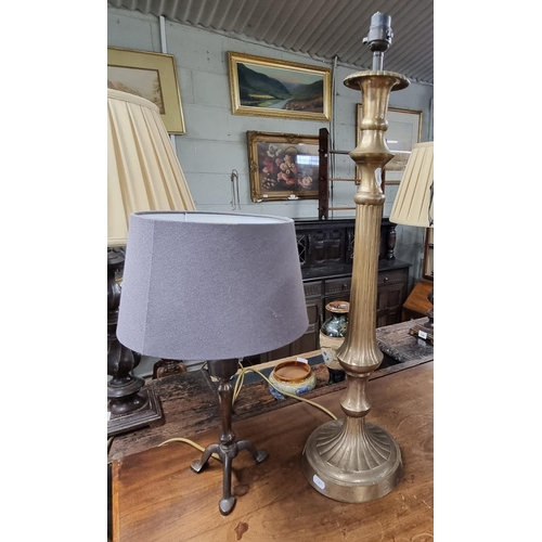 72 - Two Metal Table Lamps. H 65, H 31  cms approx.