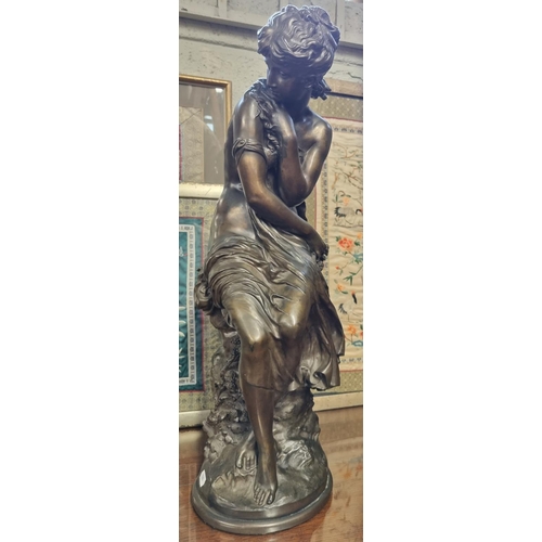 108 - After Moreau. A Bronze classical figure of a semi naked woman. H 64 cm approx.