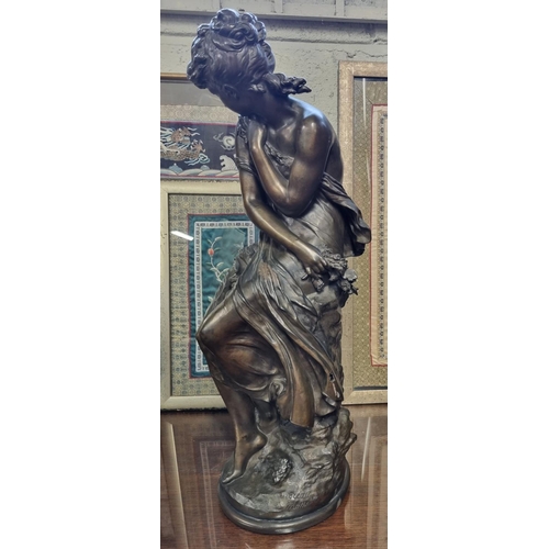 108 - After Moreau. A Bronze classical figure of a semi naked woman. H 64 cm approx.