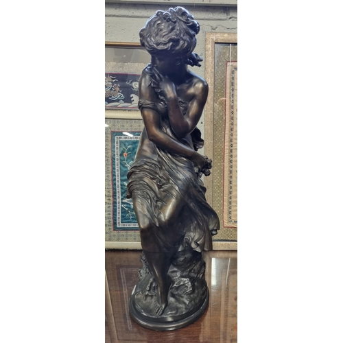 108 - After Moreau. A Bronze classical figure of a semi naked woman. H 64 cm approx.