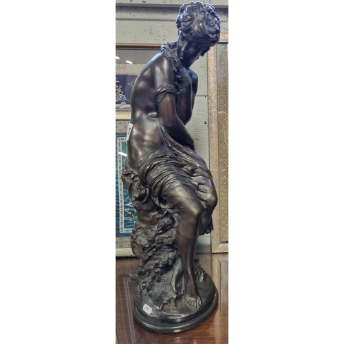 108 - After Moreau. A Bronze classical figure of a semi naked woman. H 64 cm approx.