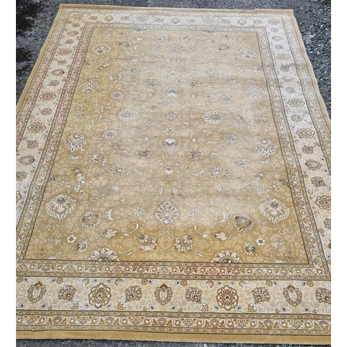 112 - A very large cream ground heavy pile Carpet with multi borders and allover decoration.
 L 330 x W 24... 