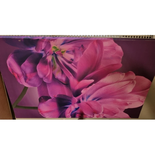 780 - A really nice coloured Print of spring flowers along with a canvas print of Lilies. 66 x 60 cm appro... 