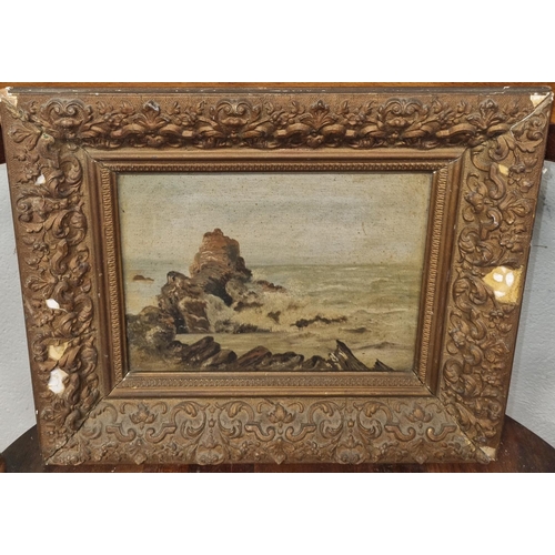 711 - A 19th Century Oil on Canvas of a rocky Seashore.