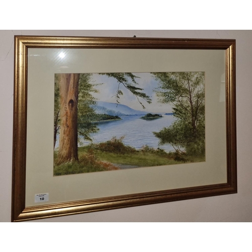 10 - Leon O'Kennedy, b1955. A good Watercolour on paper of an extensive Lake scene, signed lower left. H ... 