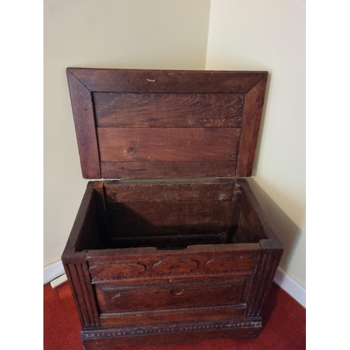 19 - A 19th Century Oak Bin with carved and panelled front. H 54 x L 70  x W 41 cm approx.