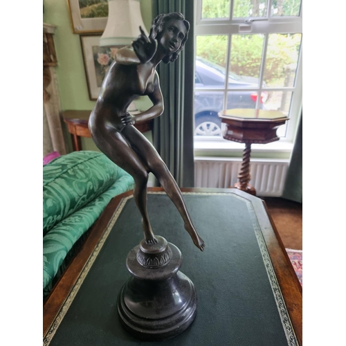 75 - French Art Deco style Bronze statue of a Dancing Lady, After Claire Colinet, bears signature. H 45 c... 