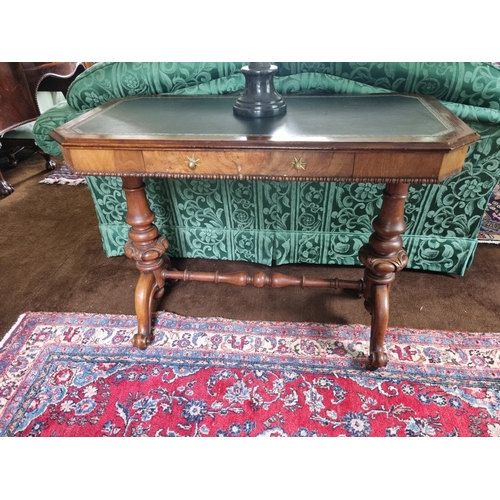 76 - Of Superb quality. A 19th Century Walnut Writing Desk with single frieze drawer, a leather tooled to... 